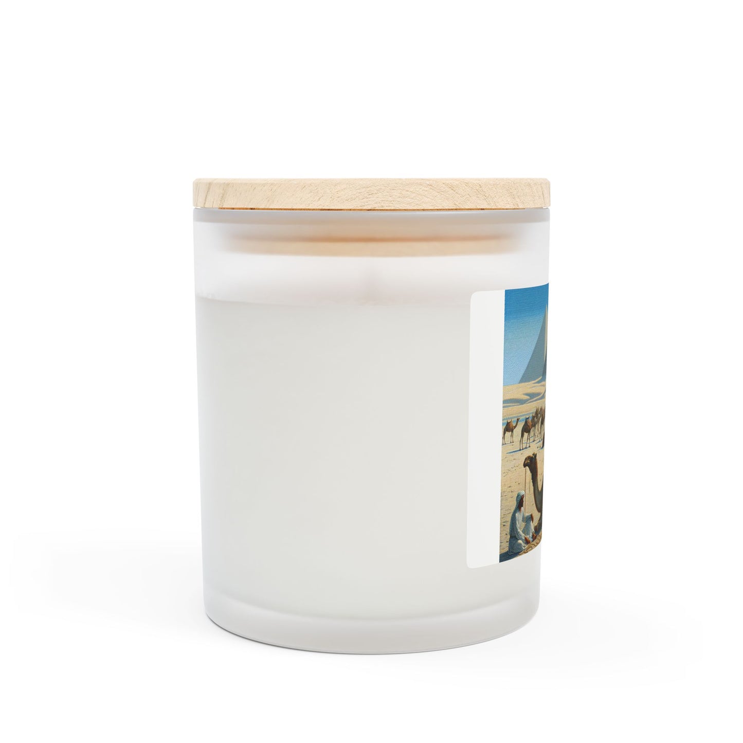 Desert Oasis Scented Candle - 11oz Frosted Glass with Camel and Pyramid Design