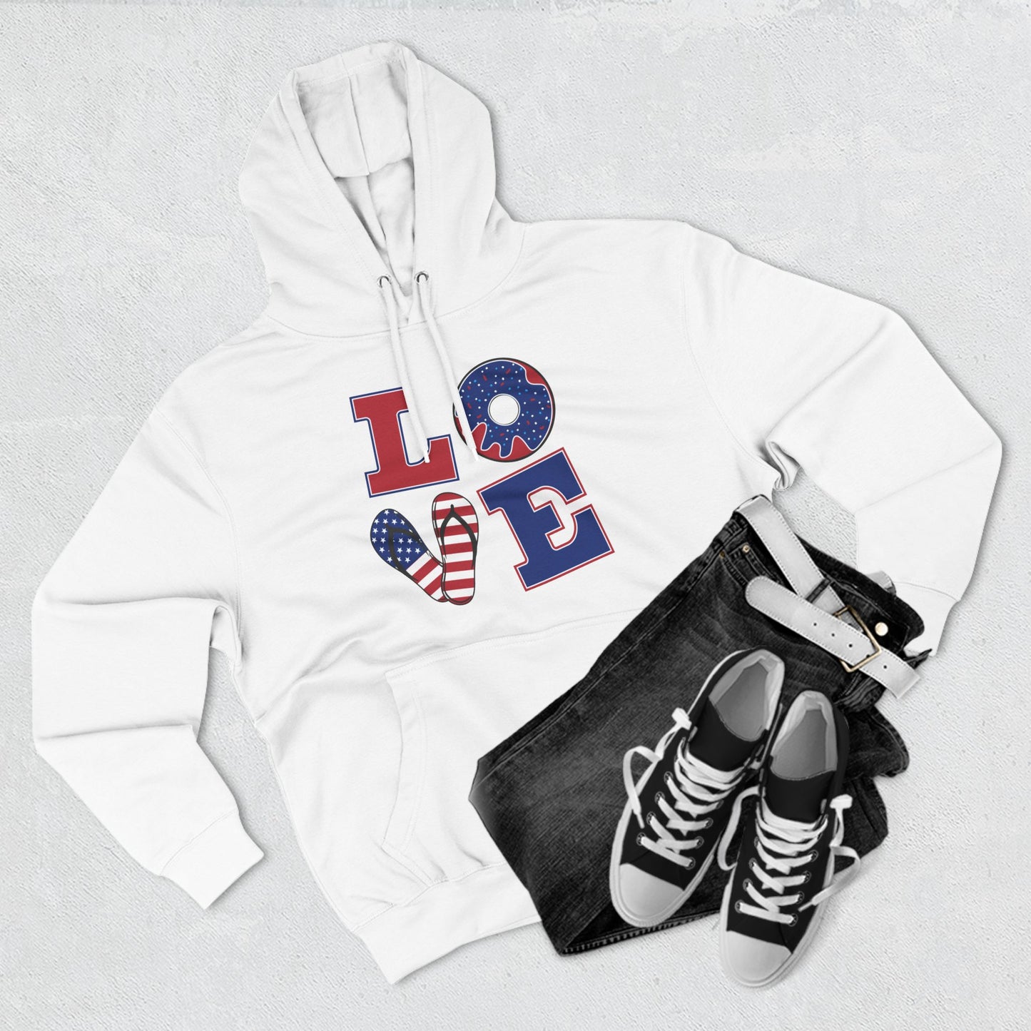 Love American Flag Fleece Hoodie