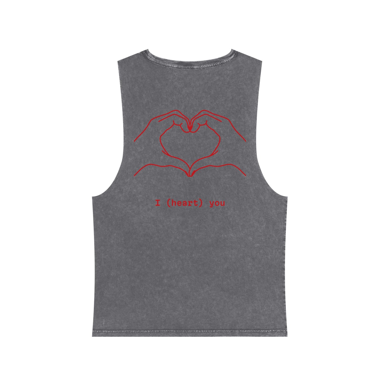 Unisex Stonewash Tank Top - I (heart) You Heart Hands Graphic Tee
