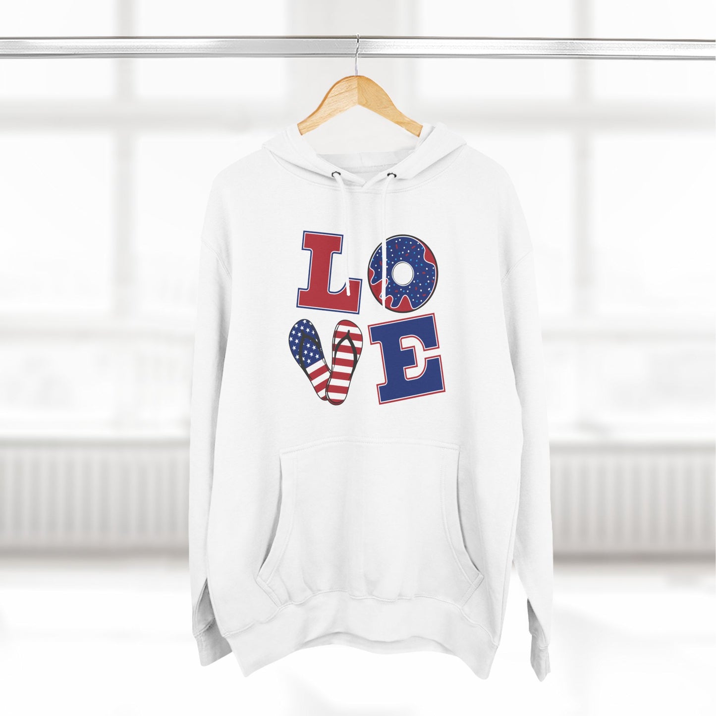 Love American Flag Fleece Hoodie