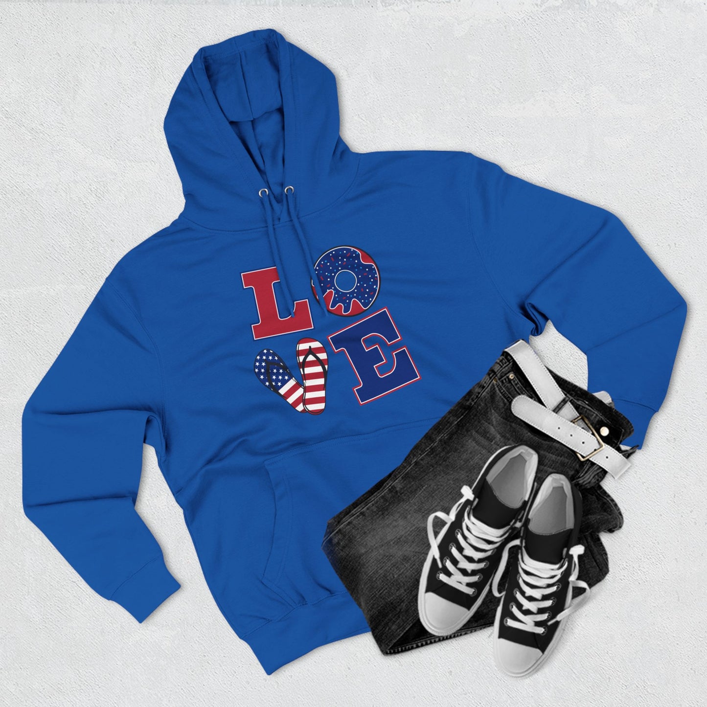 Love American Flag Fleece Hoodie