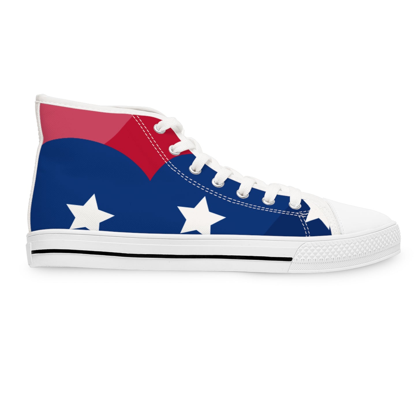 Patriotic High Top Sneakers for Women, Stylish Casual Footwear, Perfect for 4th of July, Festivals, and Everyday Wear, Unique Star-Patterned