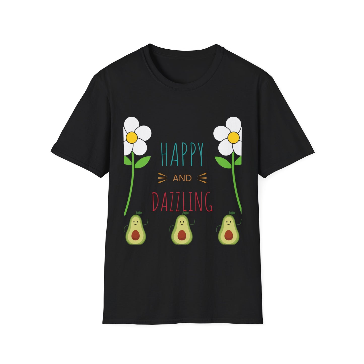 Happy Avocado Graphic Tee, Unisex Softstyle T-Shirt, Cute Gift for Friends, Summer Fashion, Funny Quote Shirt