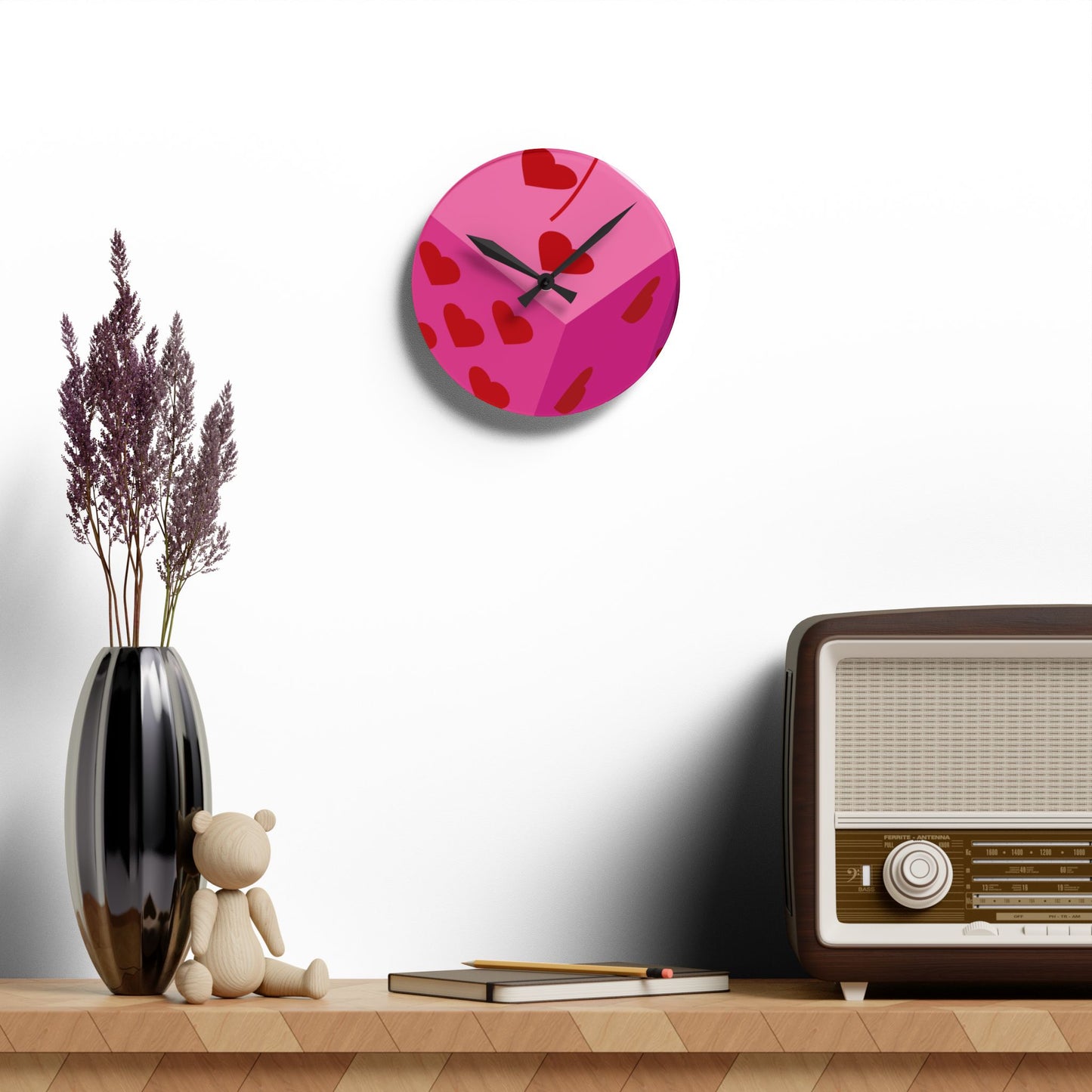 Love Hearts Acrylic Wall Clock - Cute Decor for Valentine's Day and Everyday