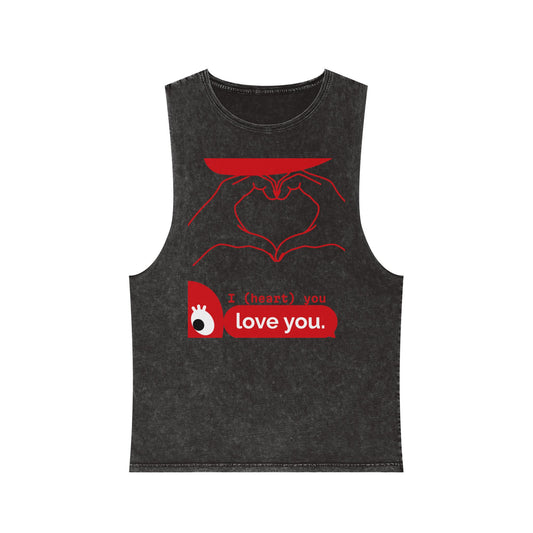 Unisex Stonewash Tank Top - I (heart) You Heart Hands Graphic Tee