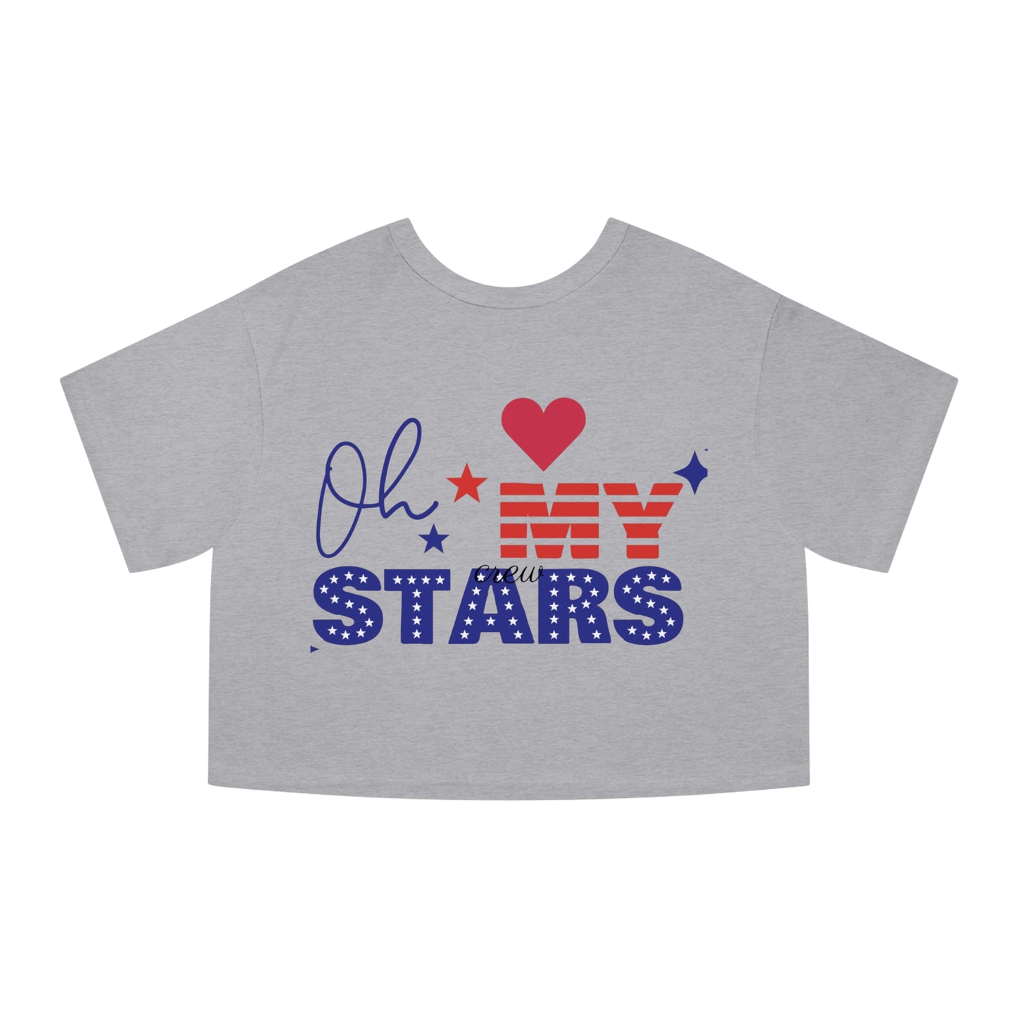 Patriotic Cropped T-Shirt | Oh My Stars | Cute Summer Tee for Women, Holiday Shirt, Casual Wear, July 4th Celebration