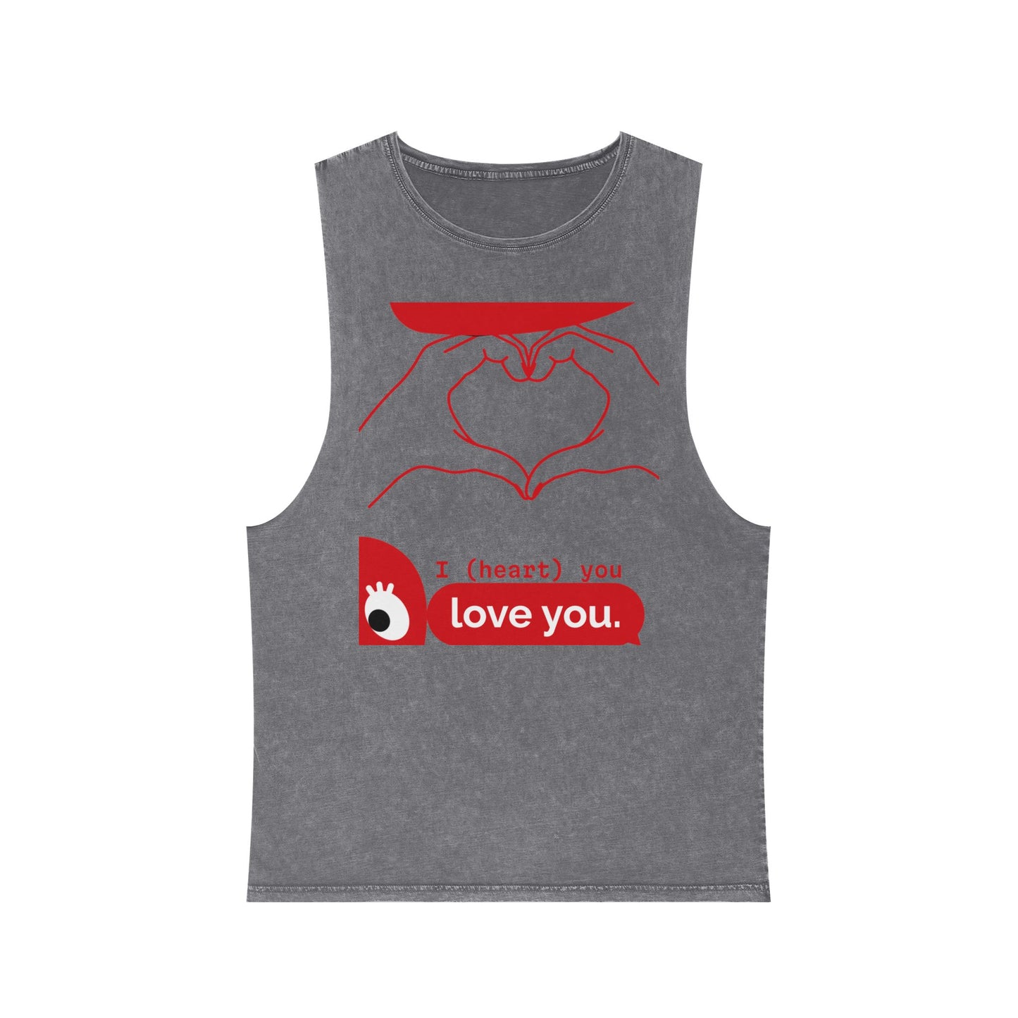 Unisex Stonewash Tank Top - I (heart) You Heart Hands Graphic Tee