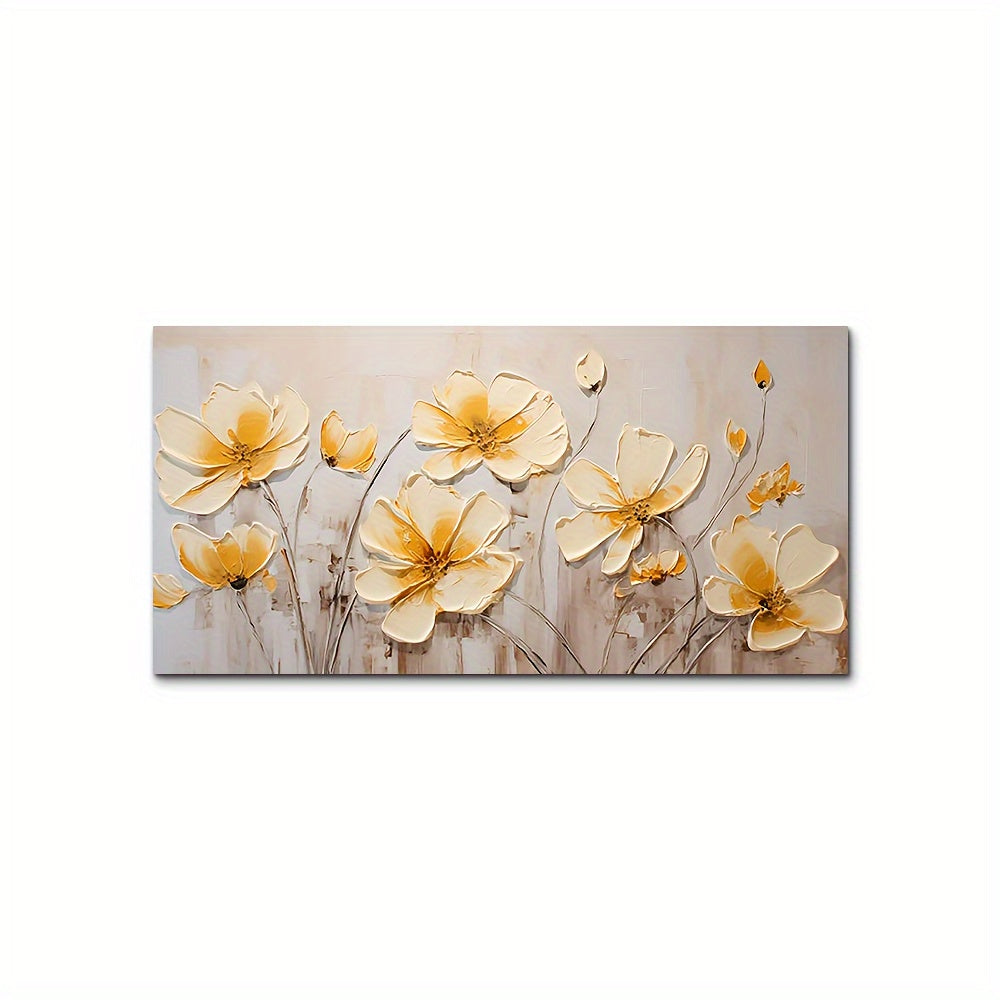 [Trending] Modern Abstract Floral Canvas Art Poster - Yellow Flower Wall Decor, Unframed 19.7x39.3" - Perfect for Bedroom, Living Room, or Hallway
