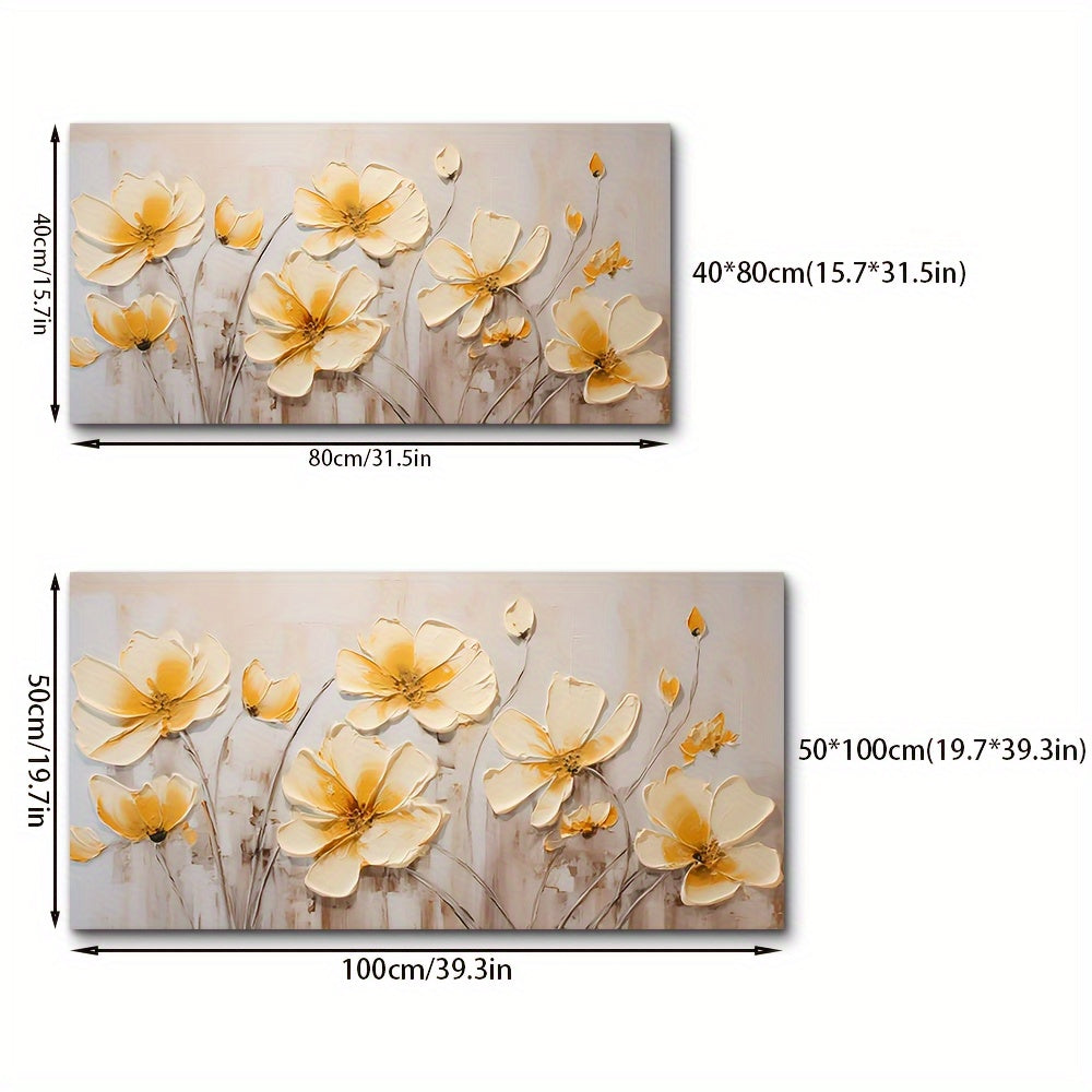 [Trending] Modern Abstract Floral Canvas Art Poster - Yellow Flower Wall Decor, Unframed 19.7x39.3" - Perfect for Bedroom, Living Room, or Hallway