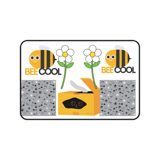 Bee Cool Desk Mat, Cute Bee Decor, Home Office Accessory, Gift for Students, Fun Workstation Decor, Bee Themed Mat