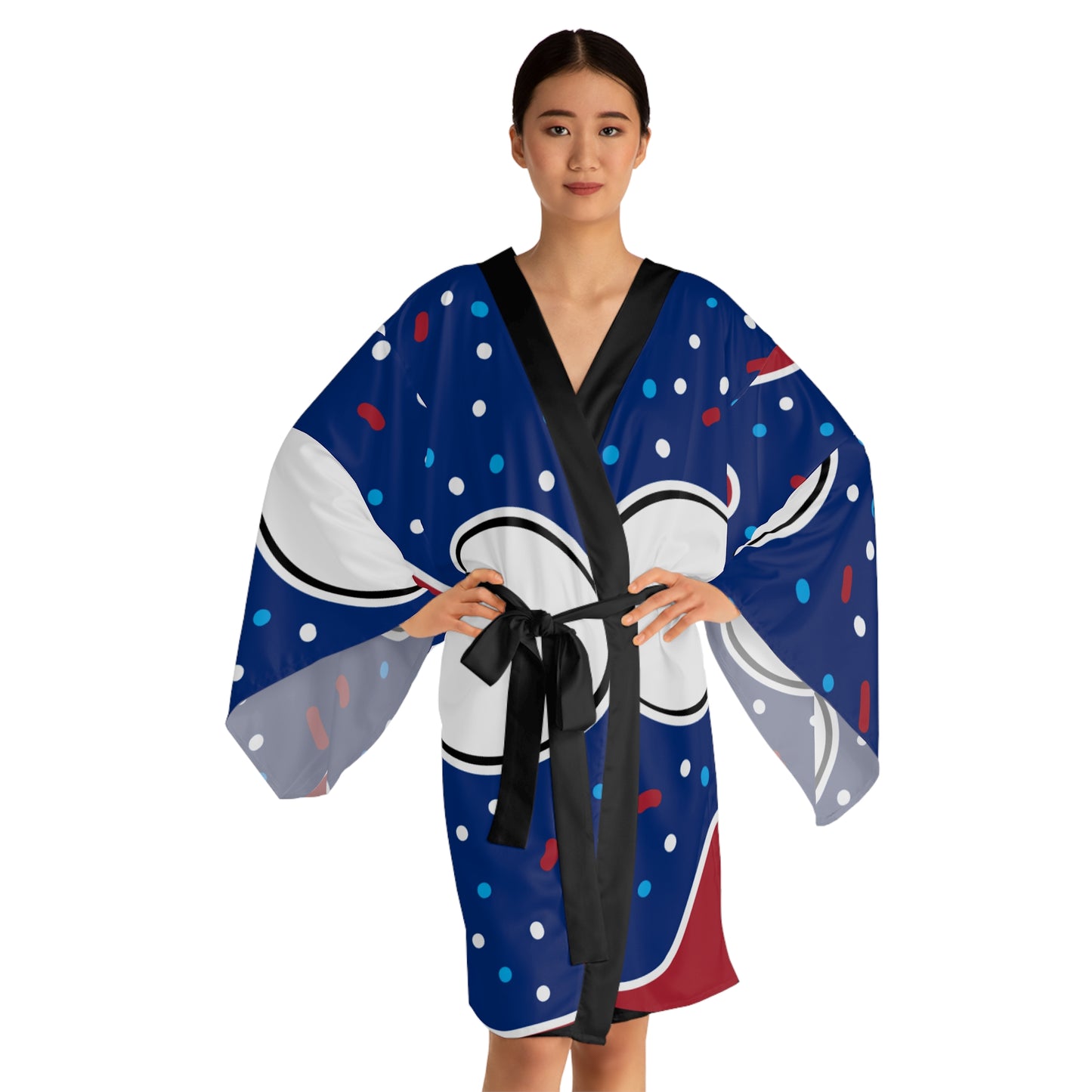Colorful Long Sleeve Kimono Robe - Fun Patterned Lounge Wear for Relaxing & Celebrations