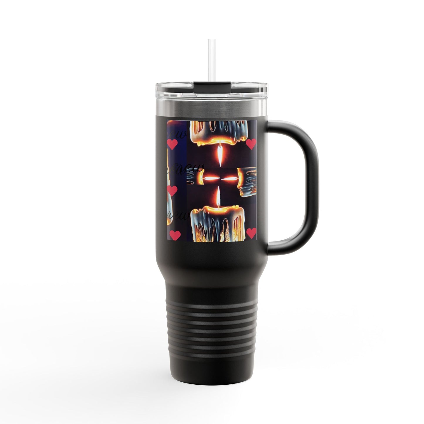 Cozy Candle-Inspired Insulated Travel Mug, 40oz - Perfect for Coffee Lovers, Gifts for Her, Home Office, Outdoor Adventures, and Cozy Days