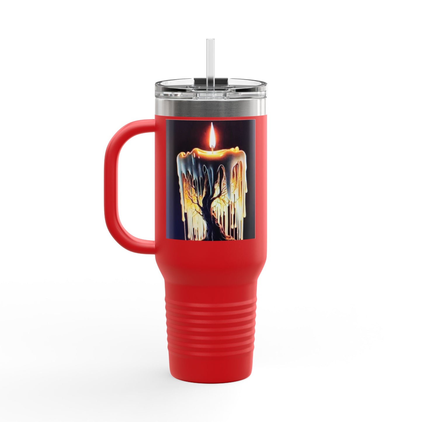Cozy Candle-Inspired Insulated Travel Mug, 40oz - Perfect for Coffee Lovers, Gifts for Her, Home Office, Outdoor Adventures, and Cozy Days
