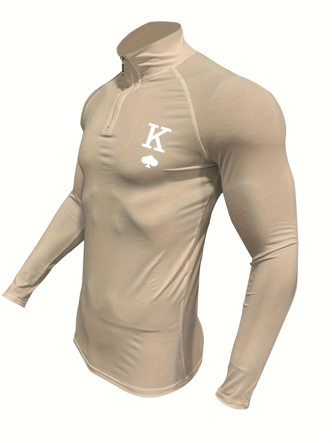 [Trending] Men's Athletic Long Sleeve Zip-Up Shirt - Stretchy, Breathable Polyester Blend for Running & Training