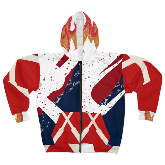 Patriotic Unisex Zip Hoodie - Cozy Fashion, Casual Wear, Gift for Him/Her, Trendy Zip-Up, All-Season Comfort