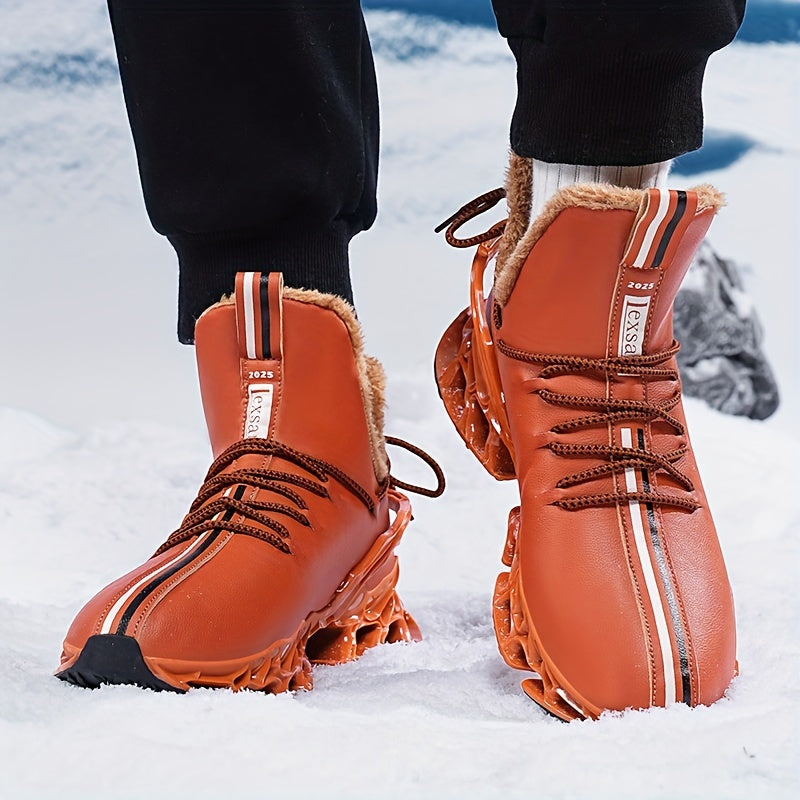 [Winter Snow Boots] Men's Winter Snow Boots with Plush & TPU Sole - Warm Lace-Up Ankle Boots with Arch Support, Slip-Resistant Traction Tread, Snow Boots For Men, Snow Boots For Women, Snow Boots For Men Winter, Snow Boots Fo