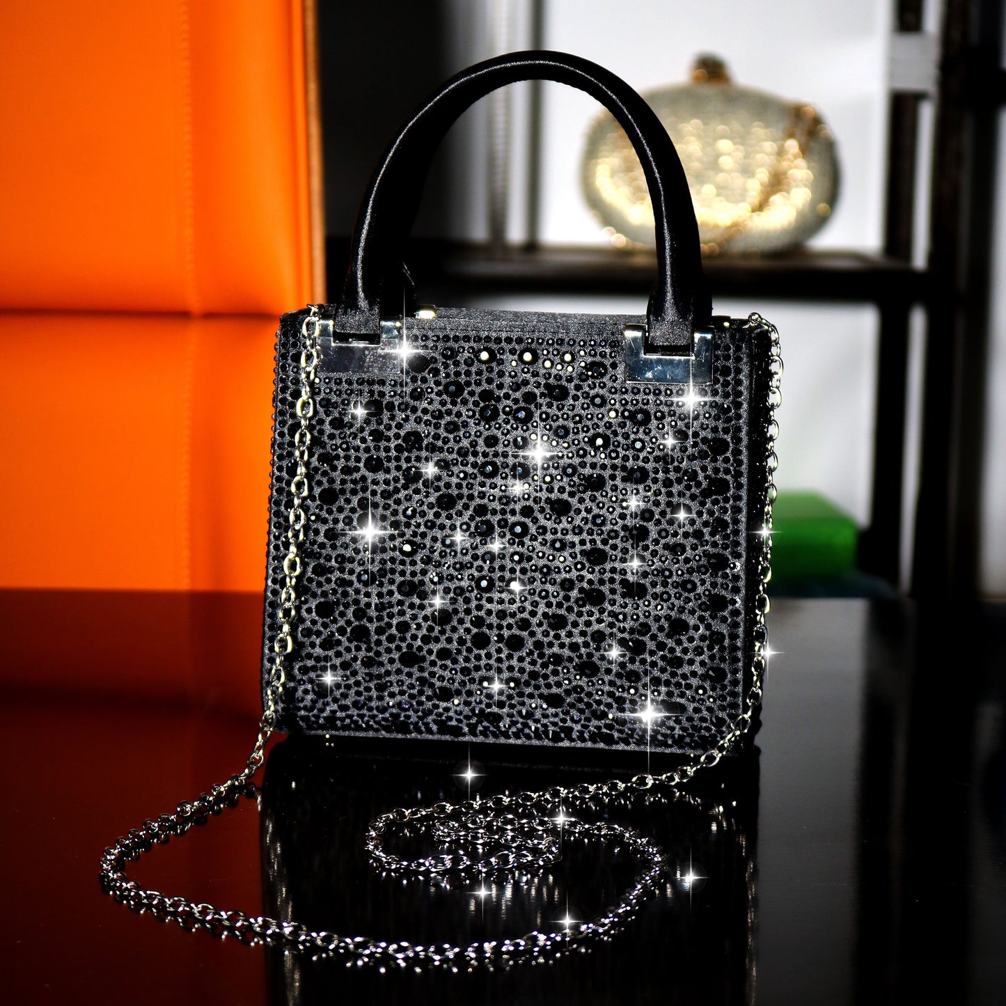 [Trending] Elegant Rhinestone Square Evening Clutch - Perfect for Weddings, Proms & Formal Events - Magenta with Polyester Lining