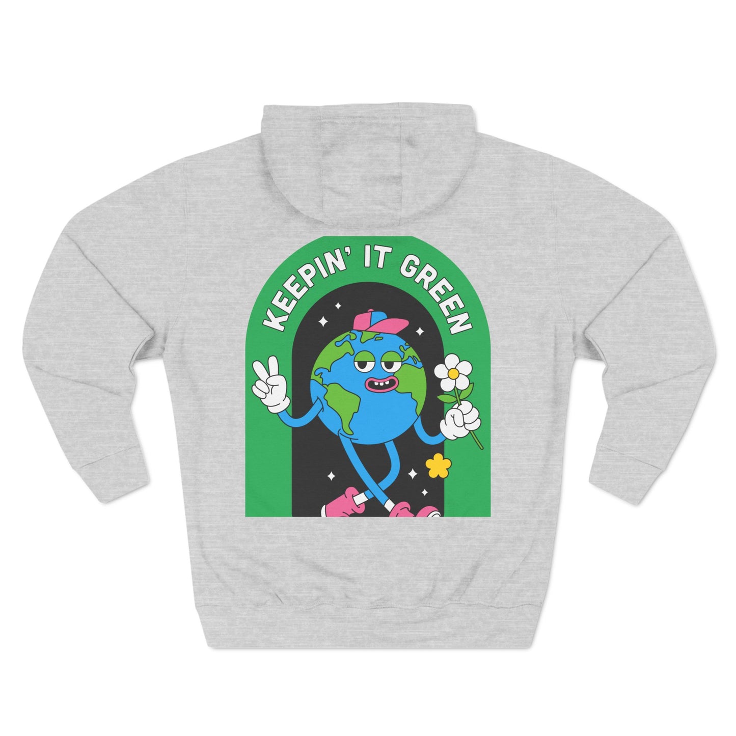 Keep It Green Three-Panel Fleece Hoodie for Eco-Conscious Style