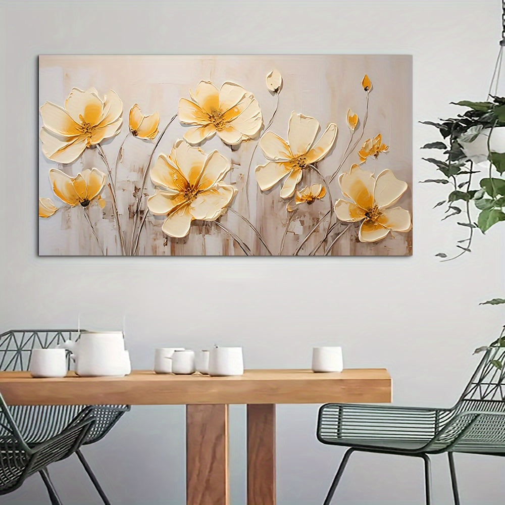 [Trending] Modern Abstract Floral Canvas Art Poster - Yellow Flower Wall Decor, Unframed 19.7x39.3" - Perfect for Bedroom, Living Room, or Hallway