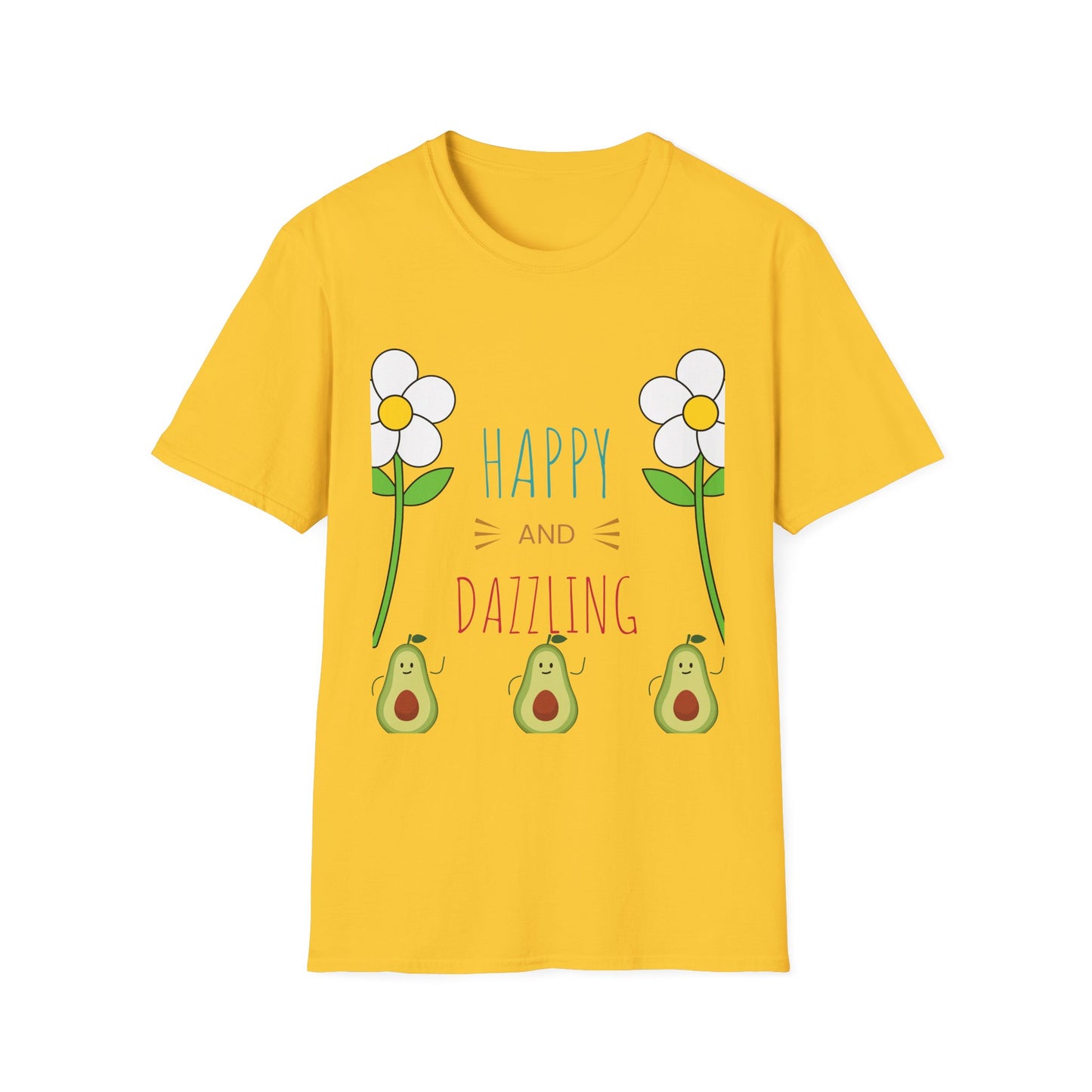 Happy Avocado Graphic Tee, Unisex Softstyle T-Shirt, Cute Gift for Friends, Summer Fashion, Funny Quote Shirt