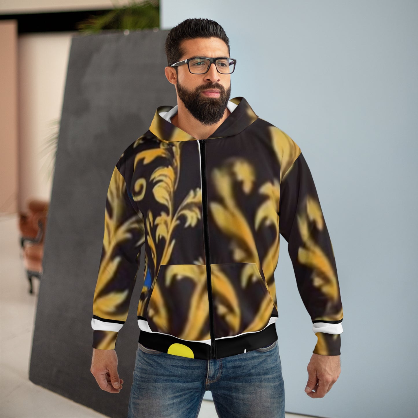 Bohemian Floral Unisex Zip Hoodie, Cozy Winter Gift, Trendy Layering Piece, Stylish Sweatshirt for Men and Women, Unique Hoodie for