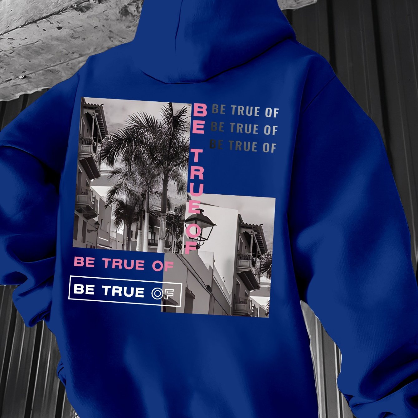 [Trending] Men's Casual Hoodie with Geometric Print - Stretchy Polyester Blend, Machine Washable, Kangaroo Pocket | Perfect for Spring & Fall