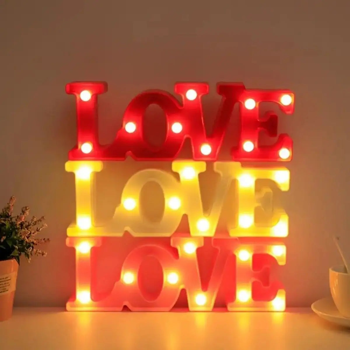 1pc LED Decorative Letter LOVE Wedding Birthday Decoration Light, Valentine's Day Festival Decoration Modeling Lamp