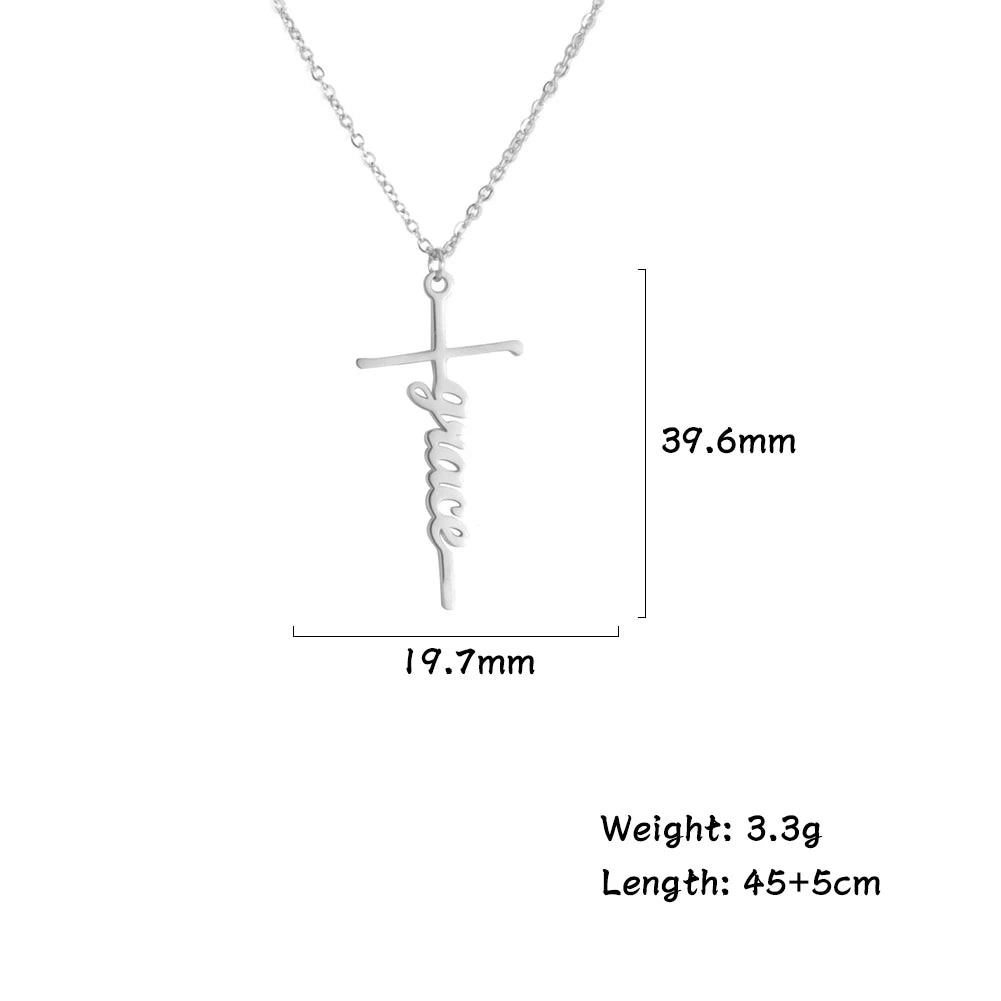 Cazador Custom Name Cross Pendant Necklace Stainless Steel Personalized Jewelry Chain on the Neck New Year Valentine's day Gifts