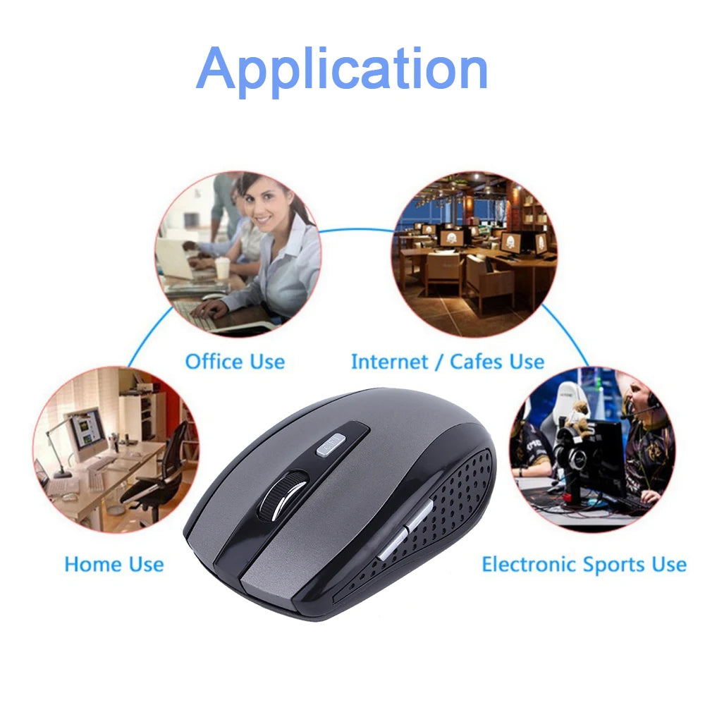Wireless Mouse Optical Gaming Mouse Portable 2.4GHz Mouse with USB Nano Dongle Office Gamer Computer Desktop Mice for PC Laptop