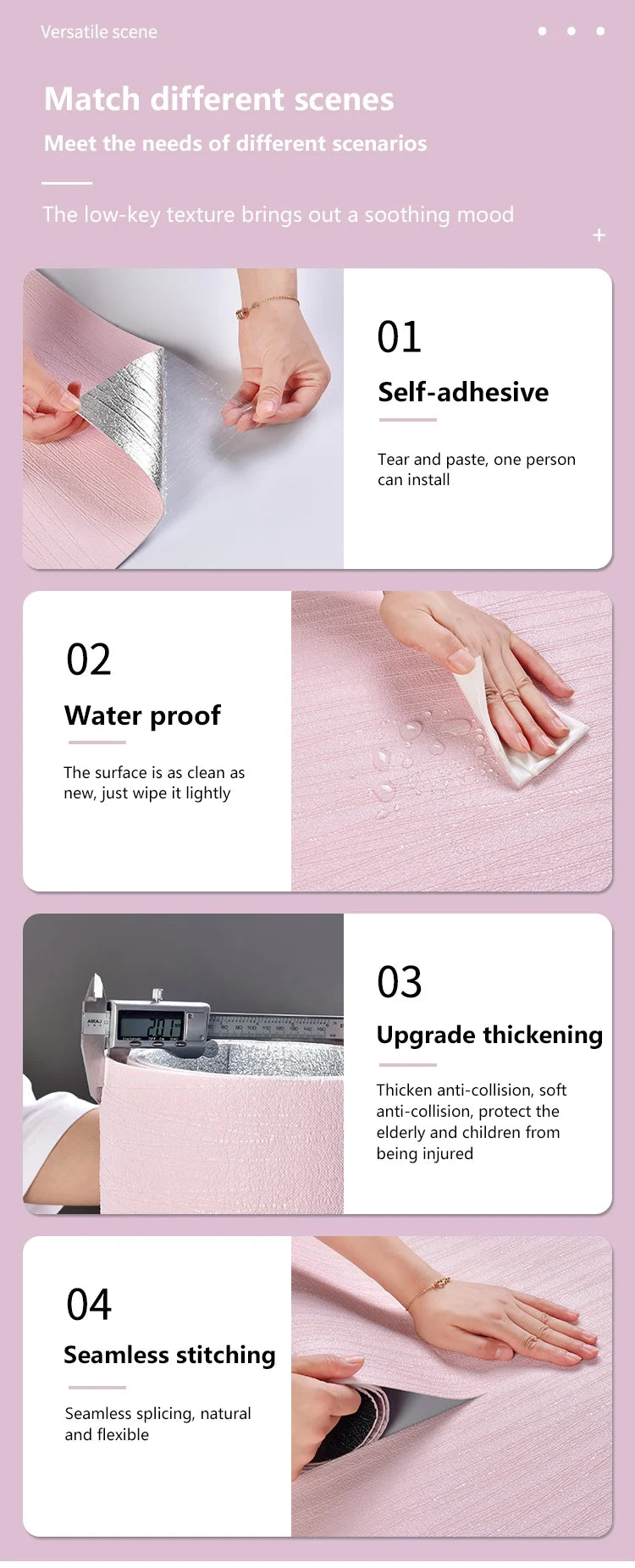 New Design Self-Adhesive Wall Sticker Panel Moisture-Proof 3D Wall Sticker Bedroom Living Room TV background Wall Home Decora