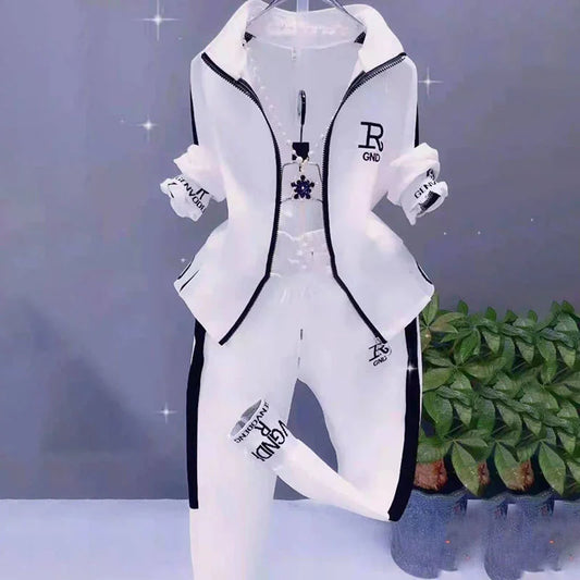 Women's Casual Suit Spring Autumn New Fashion Korean Sportswear Slim Long Sleeve Coats Tops And Pants 2 Two Piece Set For Women