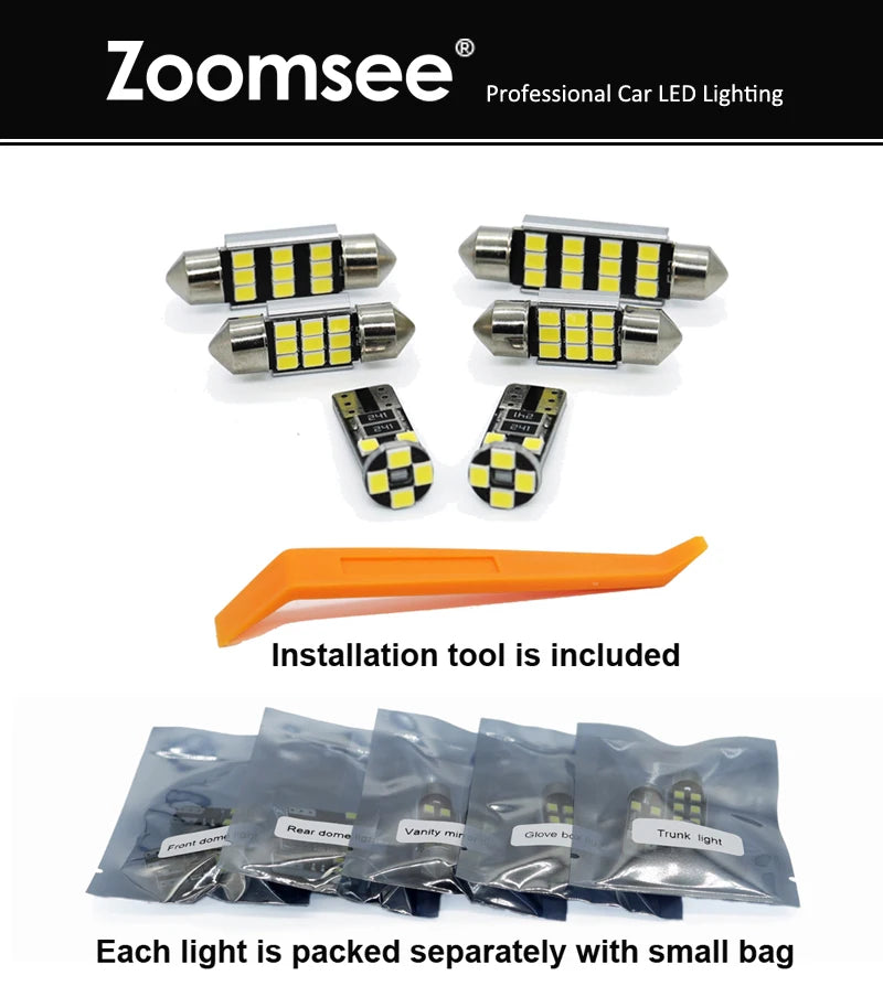 Zoomsee 9Pcs Bulb For Suzuki Swift For Swift Sport 2017-2020 2021 2022 2023 Car Interior LED Dome Reading Trunk Canbus Light Kit