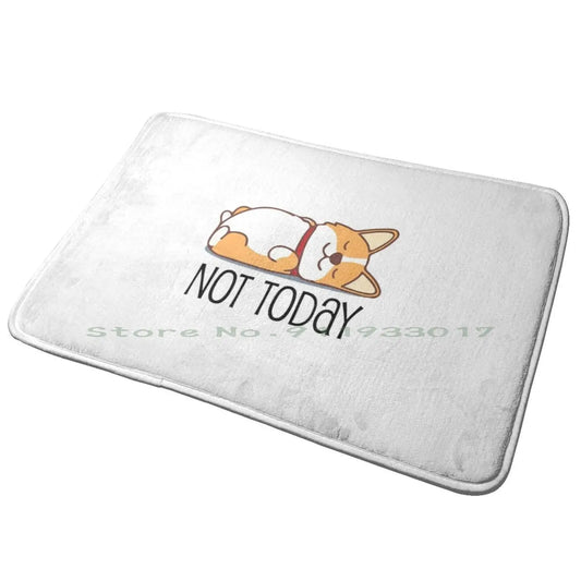 Cute Corgi Funny Dog Lover Not Today Lazy Animal Entrance Door Mat Bath Mat Rug Release The Kraken Hockey Ice Hockey Kraken