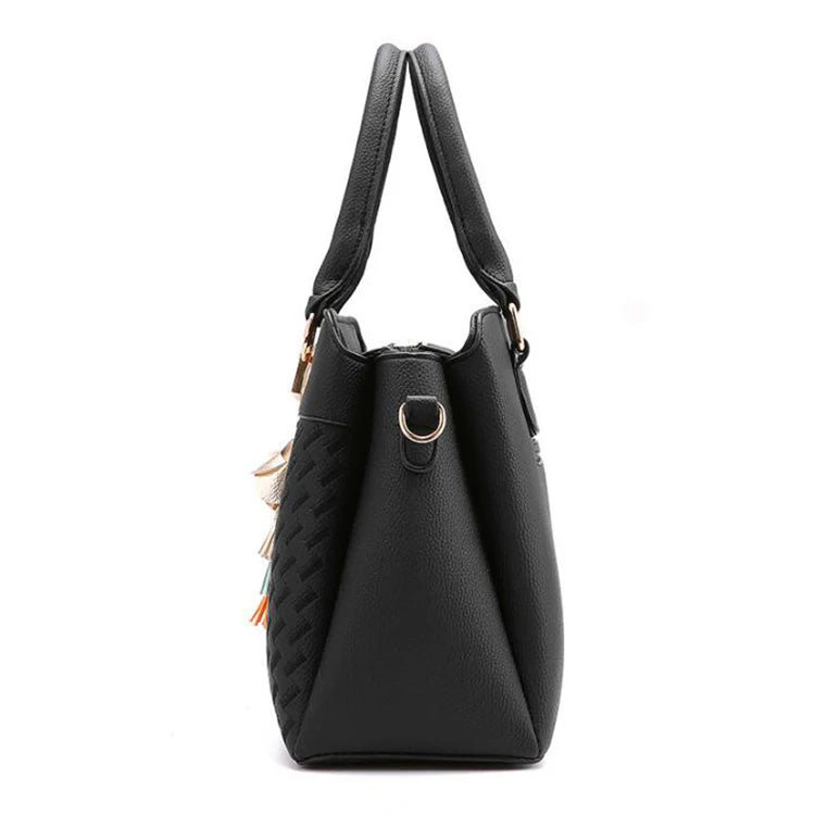 Fashion Women Handbags Tassel PU Leather Totes Bag Top-handle Embroidery Crossbody Bag Shoulder Bag Lady Simple Style Hand Bags