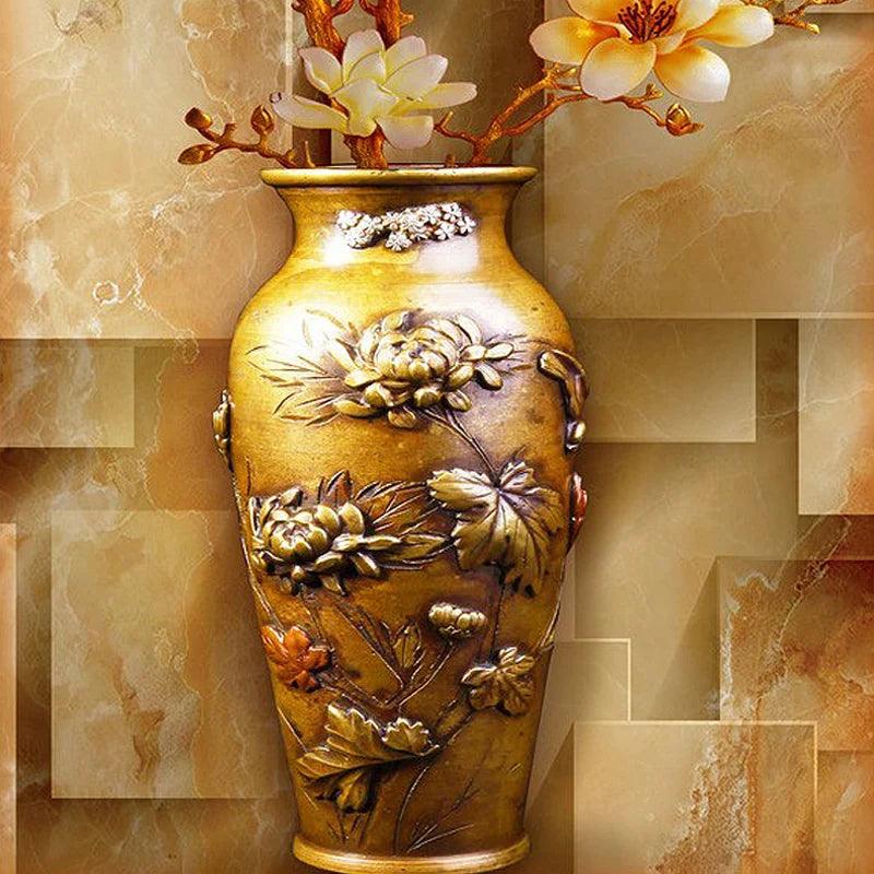 Customize Mural Wallpaper Designs Chinese Retro Painting Vase Magnolia Wall Mural Living Room Entrance Home Decor Wall Coverings