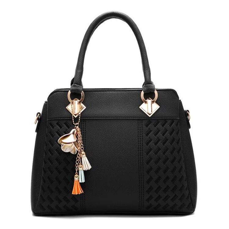 Fashion Women Handbags Tassel PU Leather Totes Bag Top-handle Embroidery Crossbody Bag Shoulder Bag Lady Simple Style Hand Bags