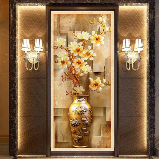 Customize Mural Wallpaper Designs Chinese Retro Painting Vase Magnolia Wall Mural Living Room Entrance Home Decor Wall Coverings