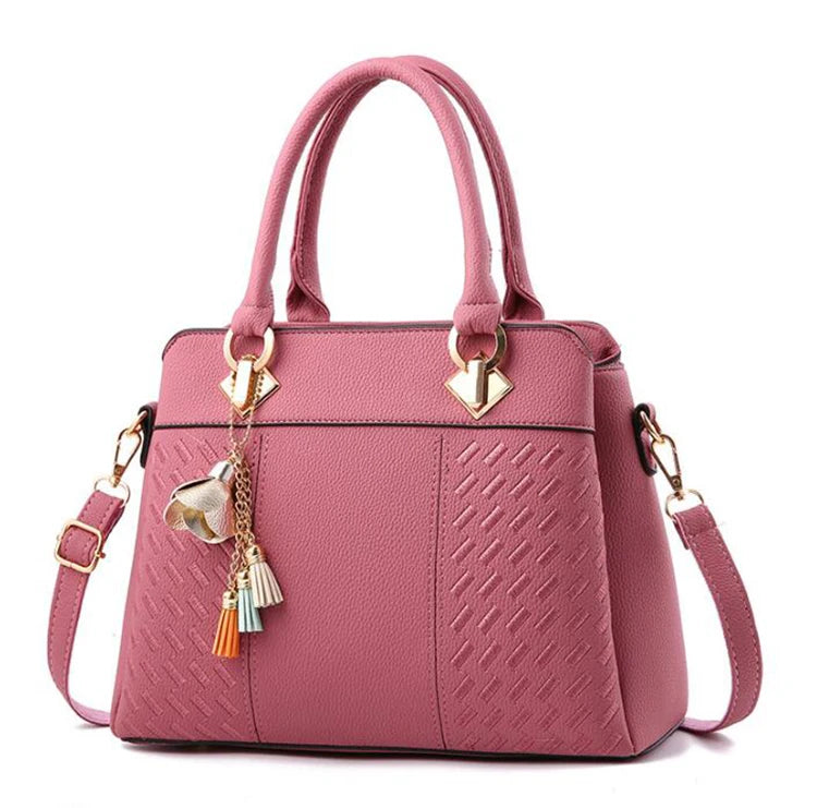 Fashion Women Handbags Tassel PU Leather Totes Bag Top-handle Embroidery Crossbody Bag Shoulder Bag Lady Simple Style Hand Bags