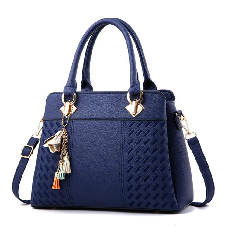 Fashion Women Handbags Tassel PU Leather Totes Bag Top-handle Embroidery Crossbody Bag Shoulder Bag Lady Simple Style Hand Bags