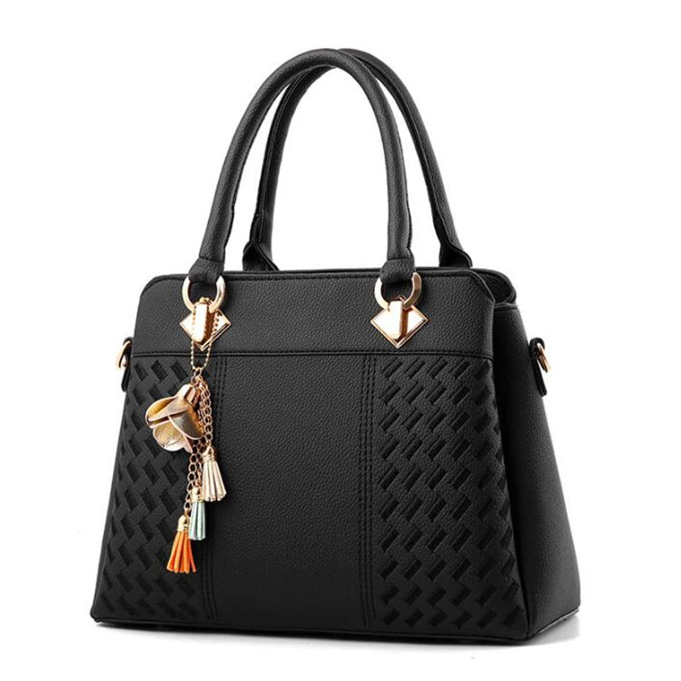 Fashion Women Handbags Tassel PU Leather Totes Bag Top-handle Embroidery Crossbody Bag Shoulder Bag Lady Simple Style Hand Bags