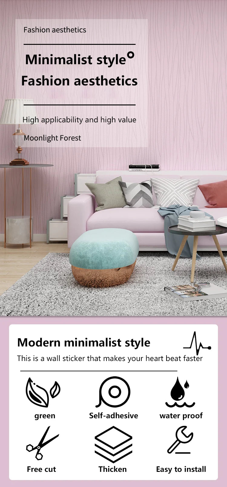 New Design Self-Adhesive Wall Sticker Panel Moisture-Proof 3D Wall Sticker Bedroom Living Room TV background Wall Home Decora