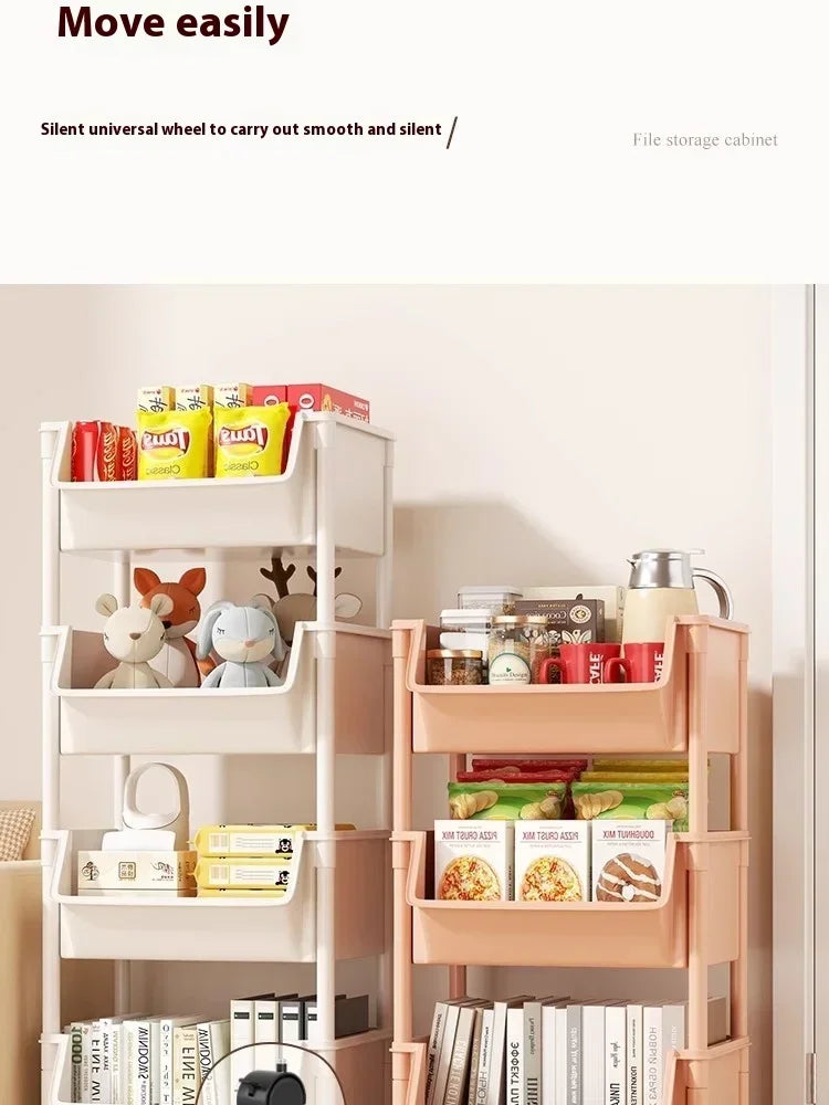 Rack Trolley Bookshelf Kitchen Storage Rack Kitchen Corner Narrow Slit Storage Cabinet Bathroom Living Room Snacks Rack
