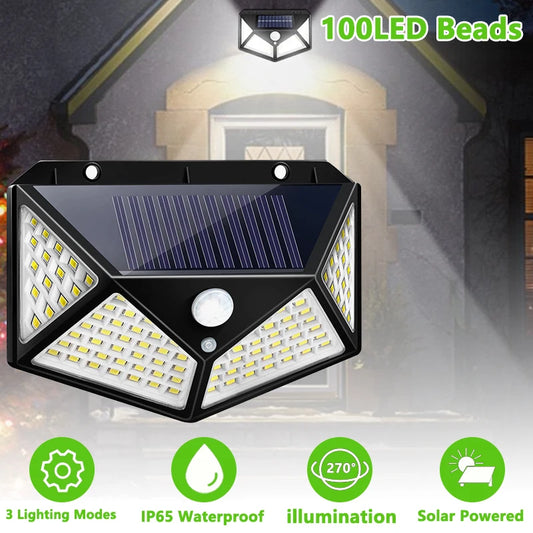 Multifunctional Solar Lamp Outdoor Garden Decoration Solar 100LED Light Waterproof Sunlight Powered Spotlight with Motion Sensor