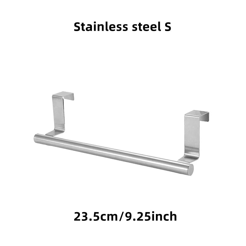 1/2Pcs Towel Rack Over Door Towel Bar Hanging Holder Stainless Steel Bathroom Kitchen Cabinet White Black Towel Rag Shelf Hanger