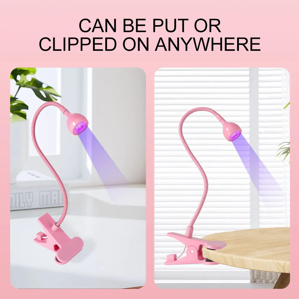 Nail LED UV Lamp for Drying Gel Nails Polish Clip-On Flexible Desk Mini Portable USB Nail Lamp UV Light Dryer for Manicure Salon