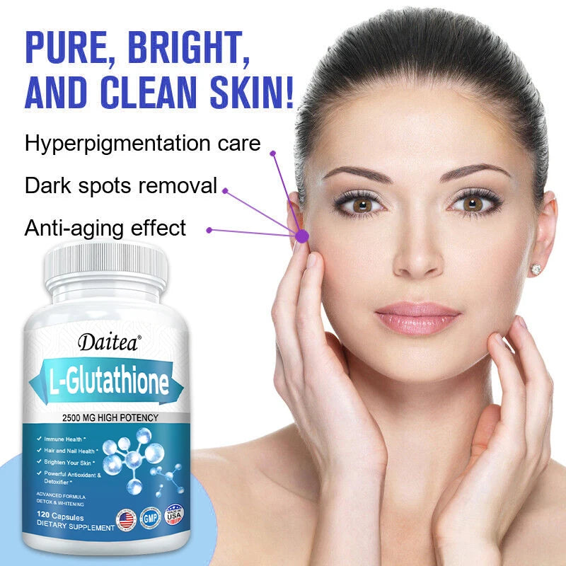 L-Glutathione Supplement, Beauty Care, Skin, Hair and Nail Health, Antioxidant and Detoxifier, Immune System, Non-GMO