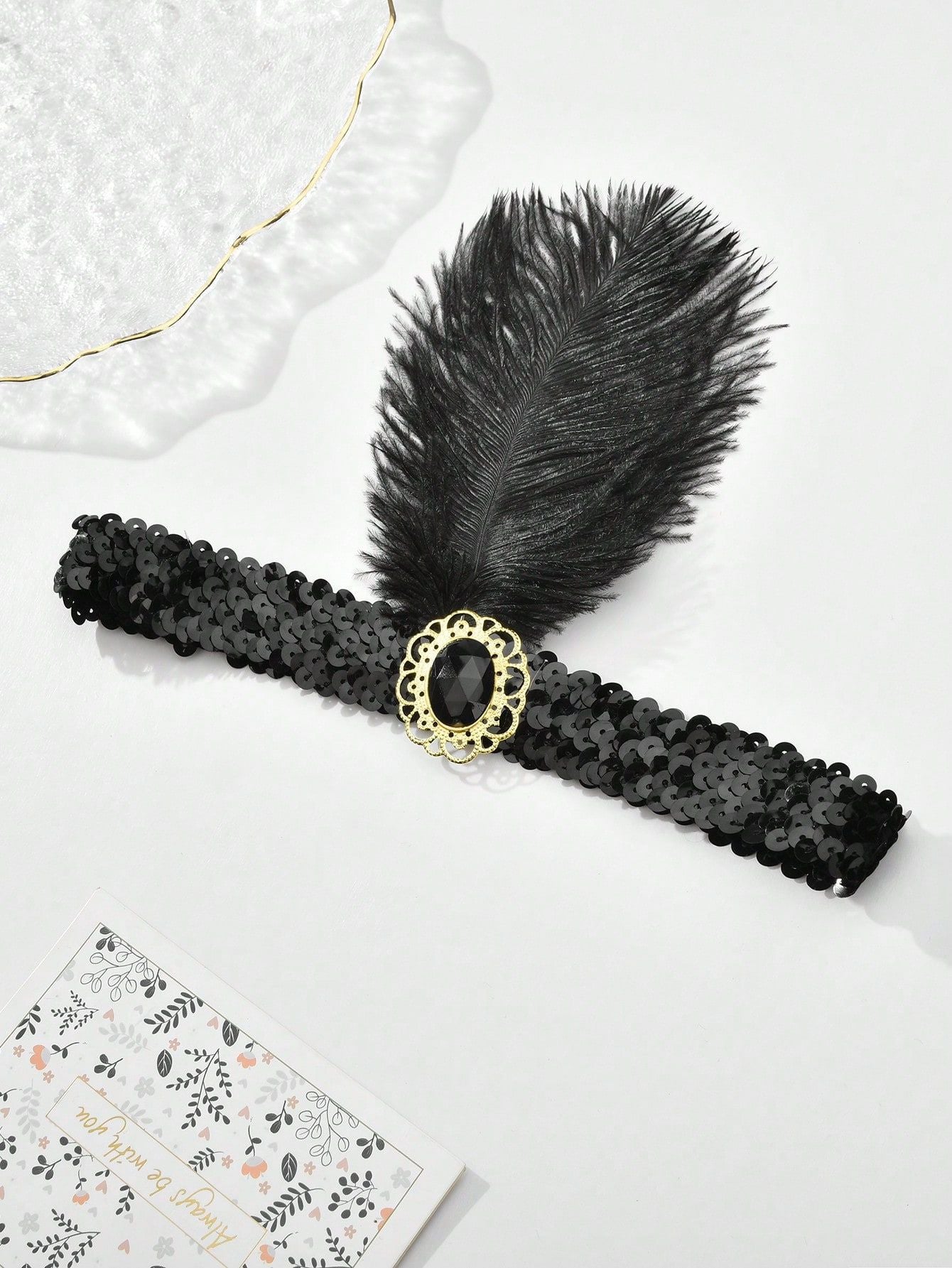 Headband 1920s Makeup Ball Decoration Feather Headband Gatsby Single Party Ladies Headwear Dress Up Feather Headband