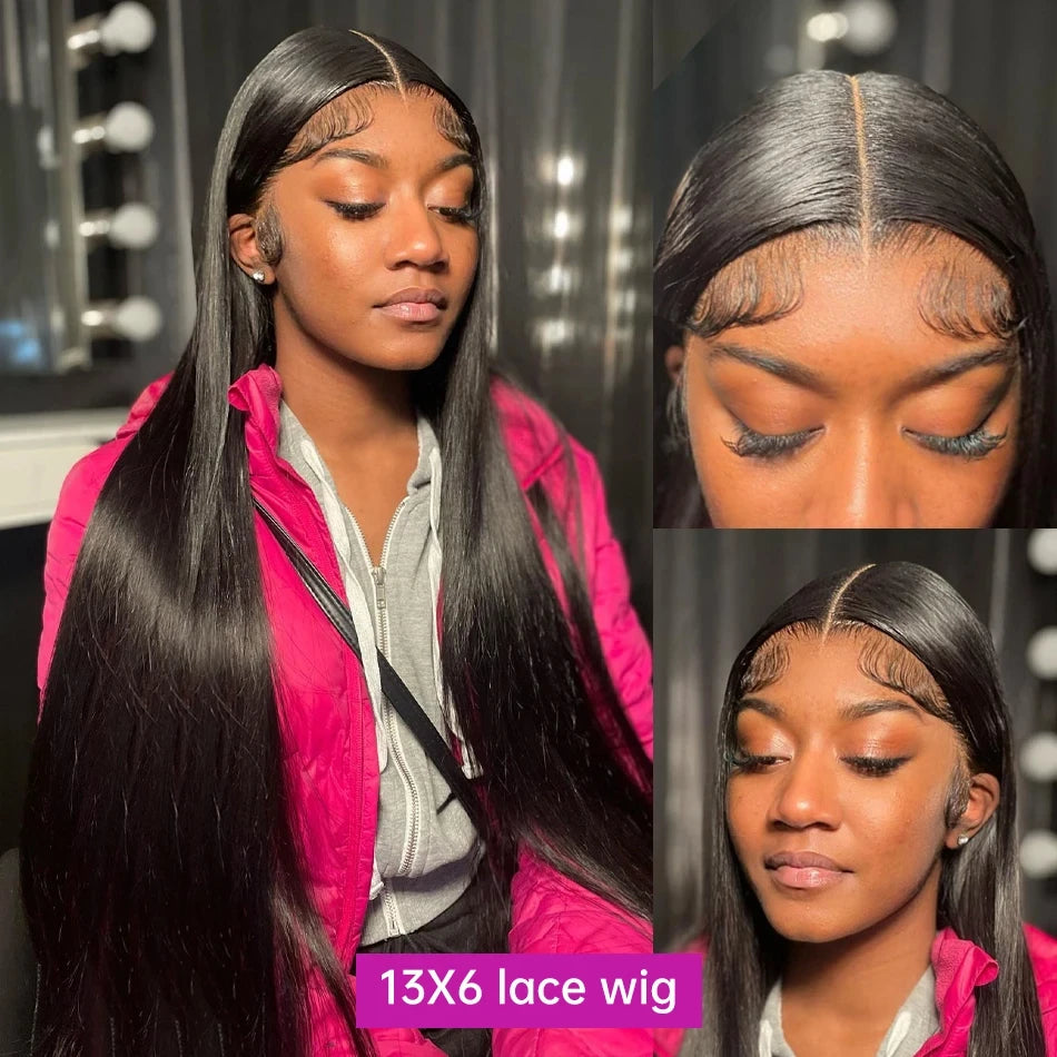 Bone Straight 38 Inch 13x4 Lace Front Wig Human Hair Wigs 250Densit HD Transparent Lace 13x6 Brazilian Human Hair Wigs For Women