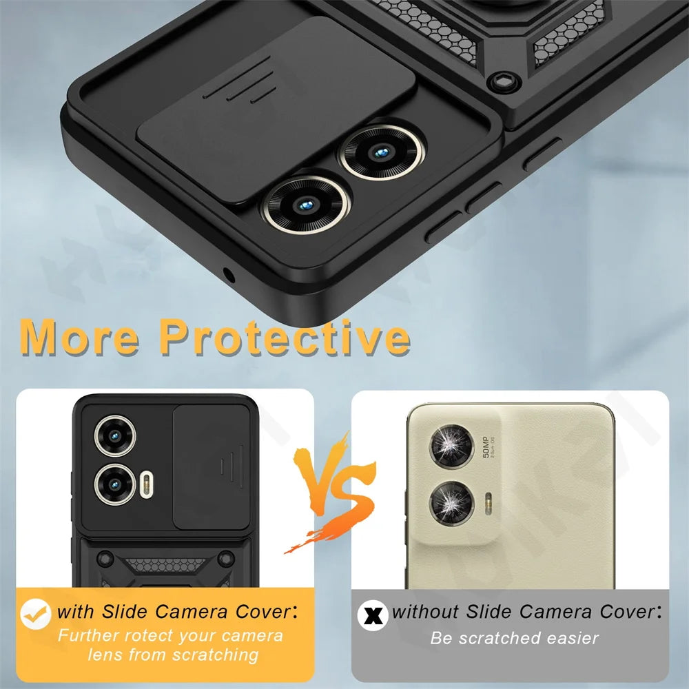 Case For Motorola Moto Edge 50 Pro Fusion 40 Neo G84 G54 4G Pro G34 G53 Camera Lens Cover Phone Case Ring Stand rotate Cover