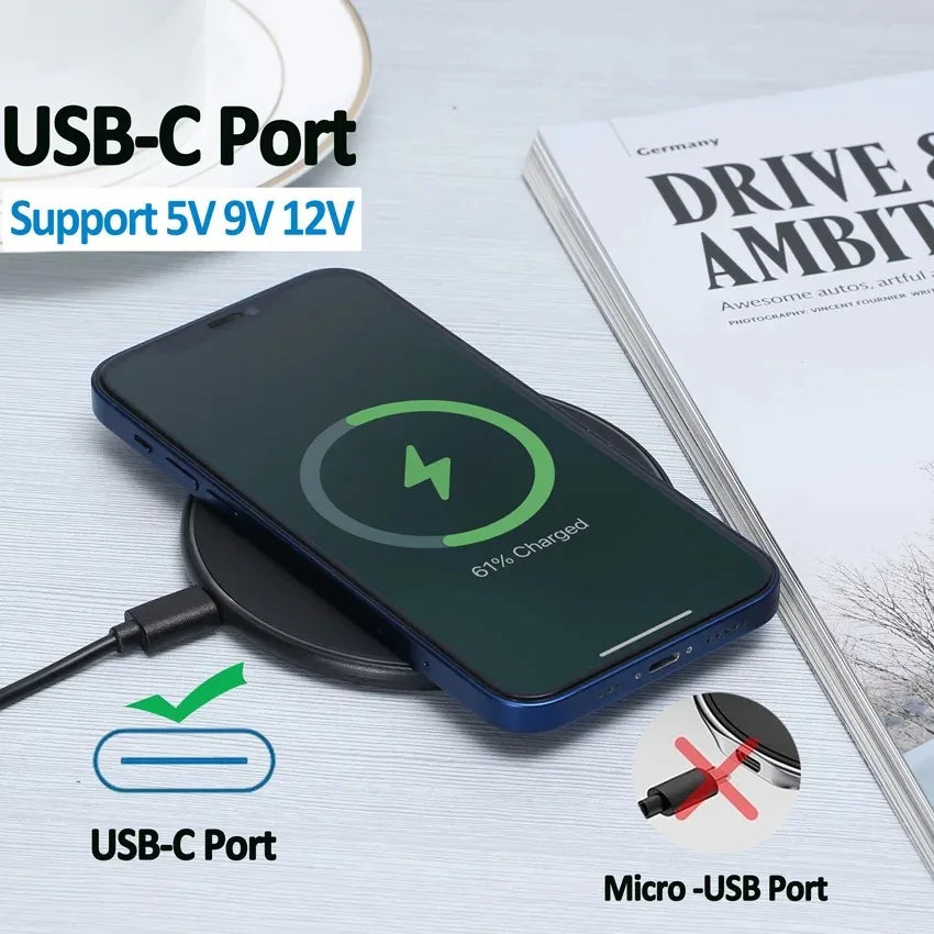 60W Wireless Charger Pad for iPhone 14 13 12 11 Pro Max X Samsung Xiaomi Huawei QC Power Bank Fast Charging Dock Station